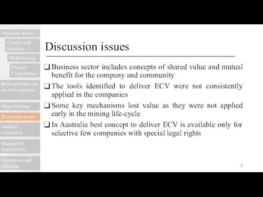 Discussion issues About the article Content and structure Methodology Overall