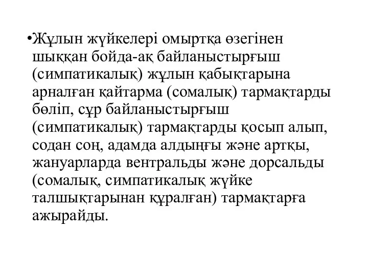 Жұлын жүйкелері омыртқа өзегінен шыққан бойда-ақ байланыстырғыш (симпатикалық) жұлын қабықтарына