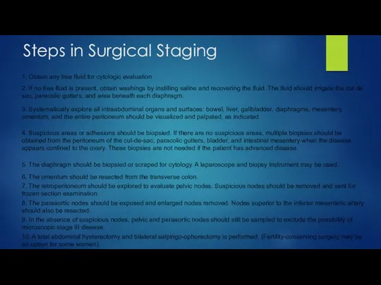 Steps in Surgical Staging