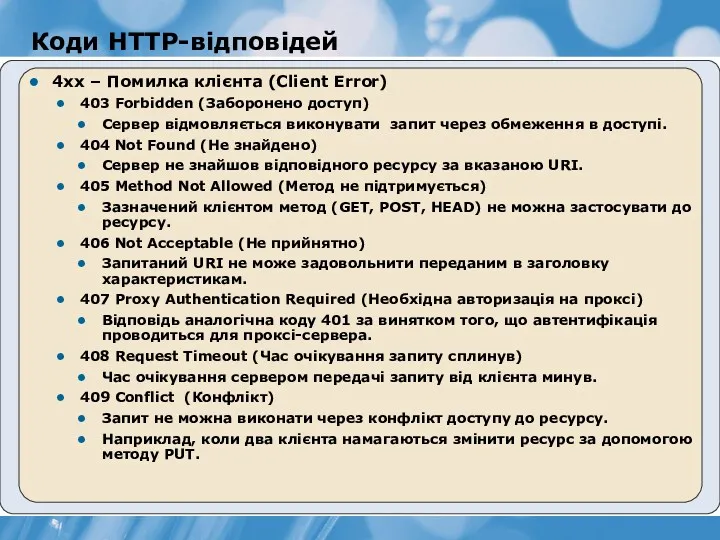 Коди HTTP-відповідей 4xx – Помилка клієнта (Client Error) 403 Forbidden