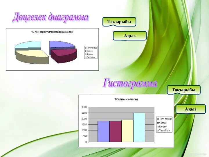 Тақырыбы Аңыз Дөңгелек диаграмма Гистограмма Тақырыбы Аңыз