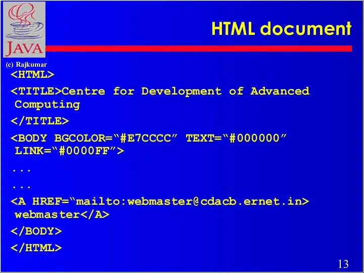 HTML document Centre for Development of Advanced Computing ... ... webmaster