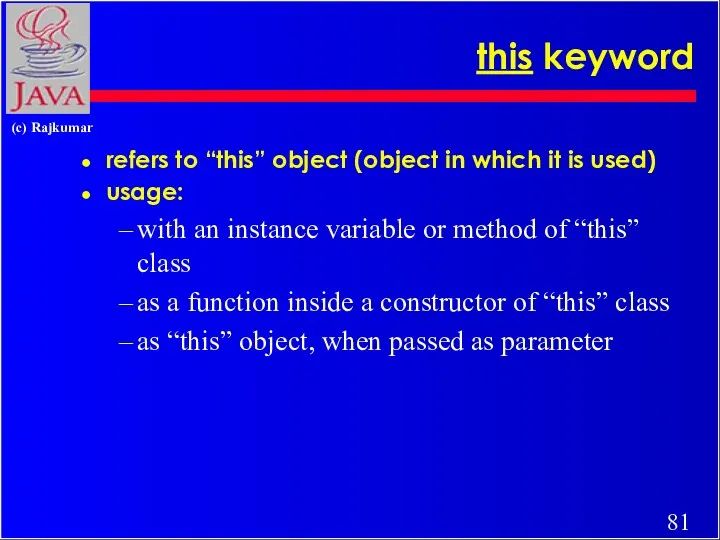 this keyword refers to “this” object (object in which it