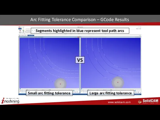 Arc Fitting Tolerance Comparison – GCode Results Small arc fitting