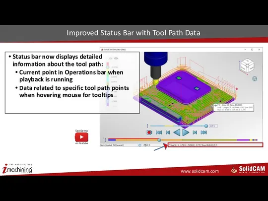 Improved Status Bar with Tool Path Data Status bar now