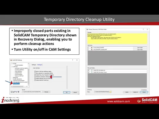 Temporary Directory Cleanup Utility Improperly closed parts existing in SolidCAM