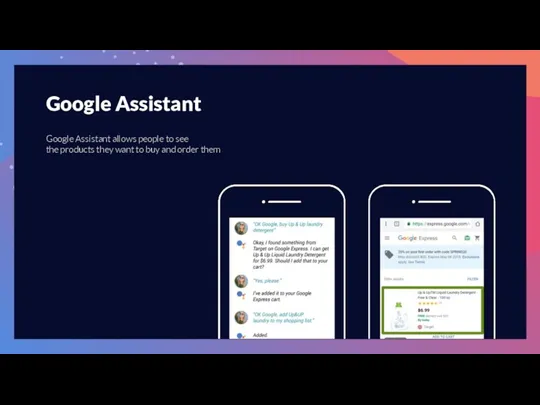 Google Assistant Google Assistant allows people to see the products