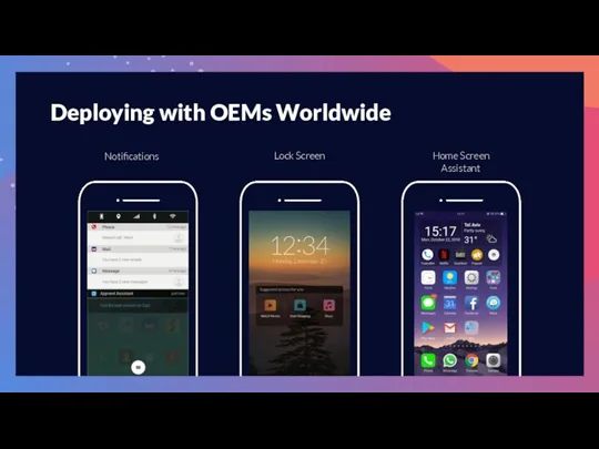 Deploying with OEMs Worldwide Notifications Home Screen Assistant Lock Screen