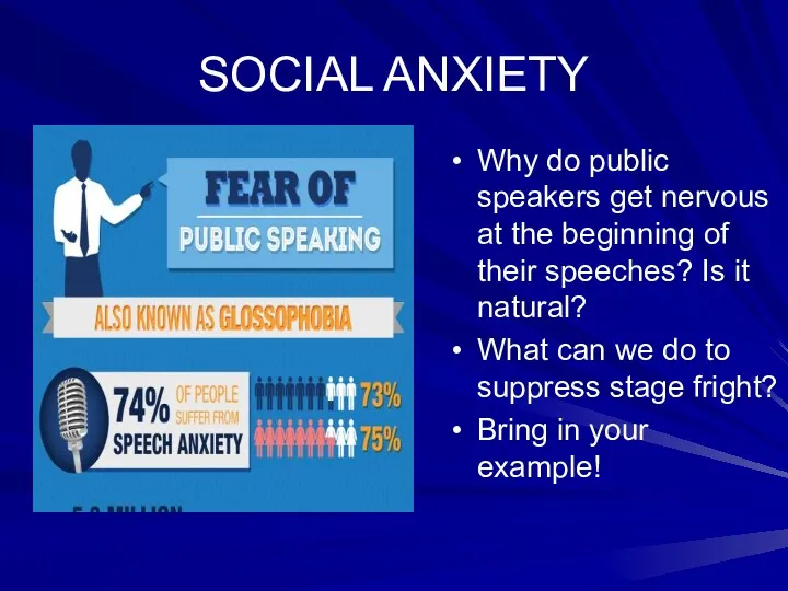 SOCIAL ANXIETY Why do public speakers get nervous at the