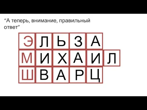 “А теперь, внимание, правильный ответ” Э Л Ь З А