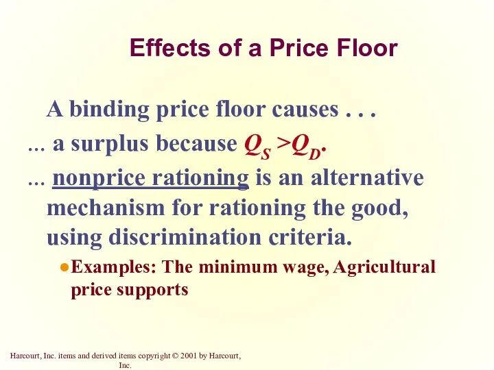 Effects of a Price Floor A binding price floor causes