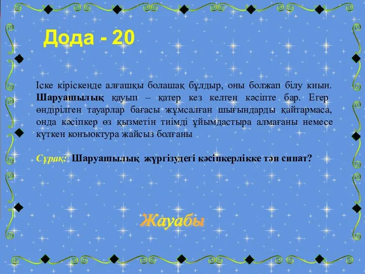 Дода - 20 Іске кіріскенде алғашқы болашақ бұлдыр, оны болжап