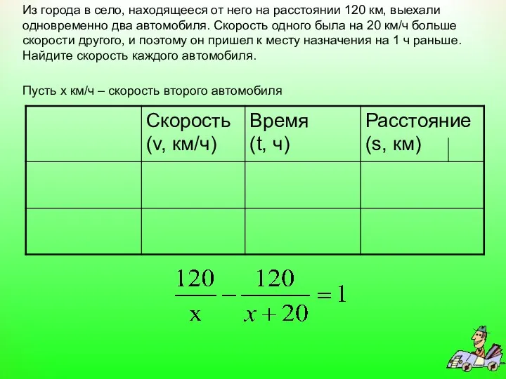 Из города в село, находящееся от него на расстоянии 120