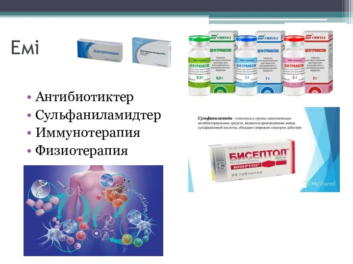 Емі Антибиотиктер Сульфаниламидтер Иммунотерапия Физиотерапия