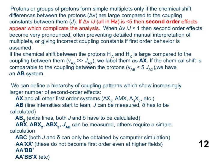 Protons or groups of protons form simple multiplets only if