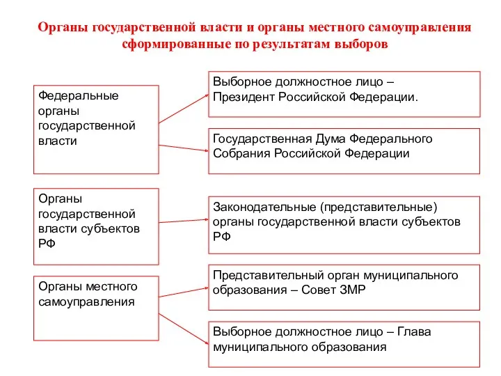 Органы государственной власти и органы местного самоуправления сформированные по результатам выборов