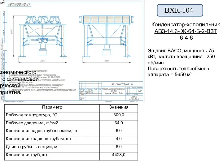 ВХК-104 Конденсатор-холодильник АВЗ-14,6- Ж-64-Б-2-ВЗТ 6-4-6 Эл.двиг. ВАСО, мощность 75 кВт, частота вращениия =250