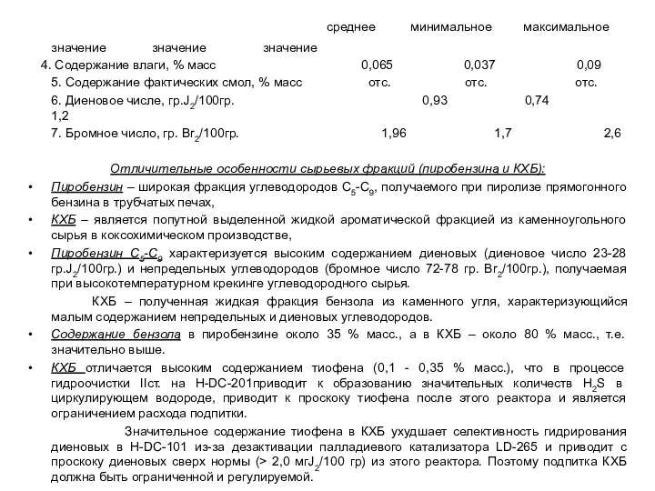 среднее минимальное максимальное значение значение значение 4. Содержание влаги, %