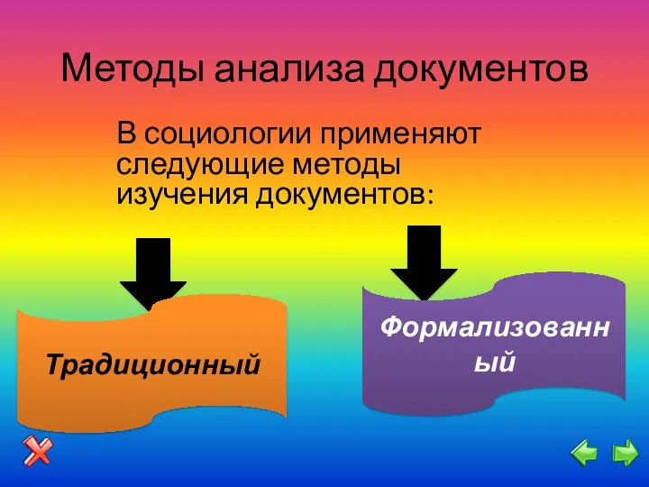 Методы анализа документов В социологии применяют следующие методы изучения документов: Традиционный Формализованный