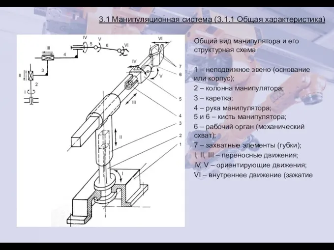 3.1 Манипуляционная система (3.1.1 Общая характеристика) Общий вид манипулятора и