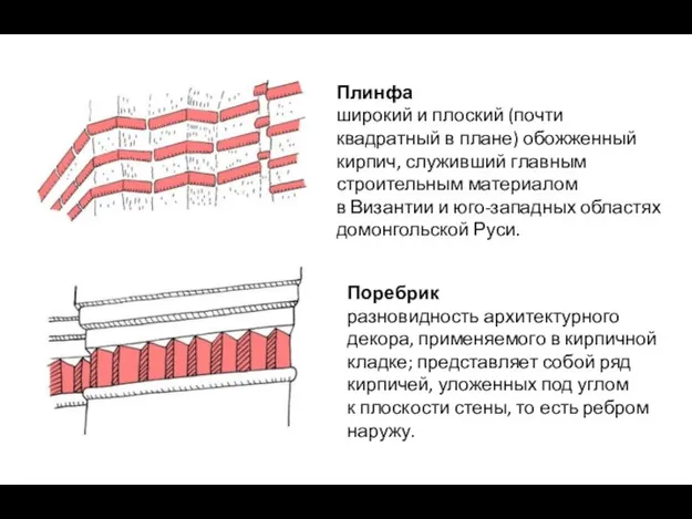 Плинфа широкий и плоский (почти квадратный в плане) обожженный кирпич,