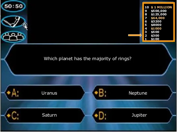 Which planet has the majority of rings? Uranus Jupiter Neptune