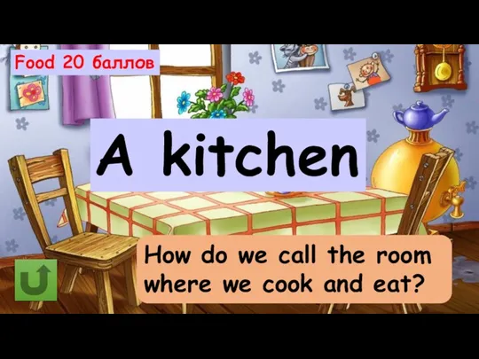 Food 20 баллов How do we call the room where we cook and eat? A kitchen