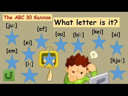 The ABC 30 баллов What letter is it? [ju:] [ei]