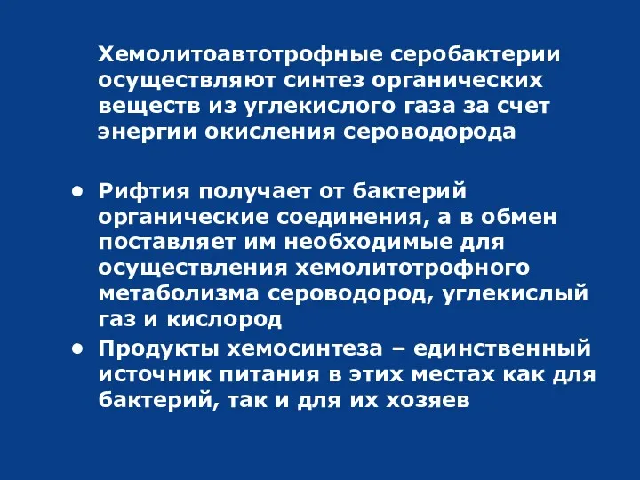 Хемолитоавтотрофные серобактерии осуществляют синтез органических веществ из углекислого газа за