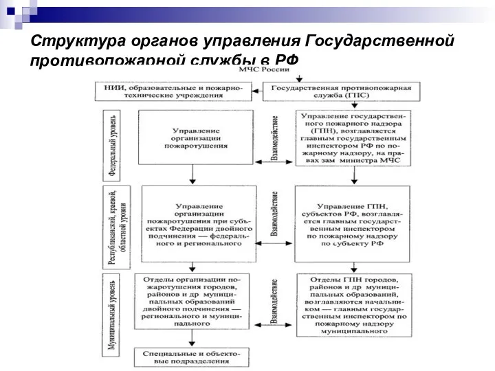 Структура органов управления Государственной противопожарной службы в РФ