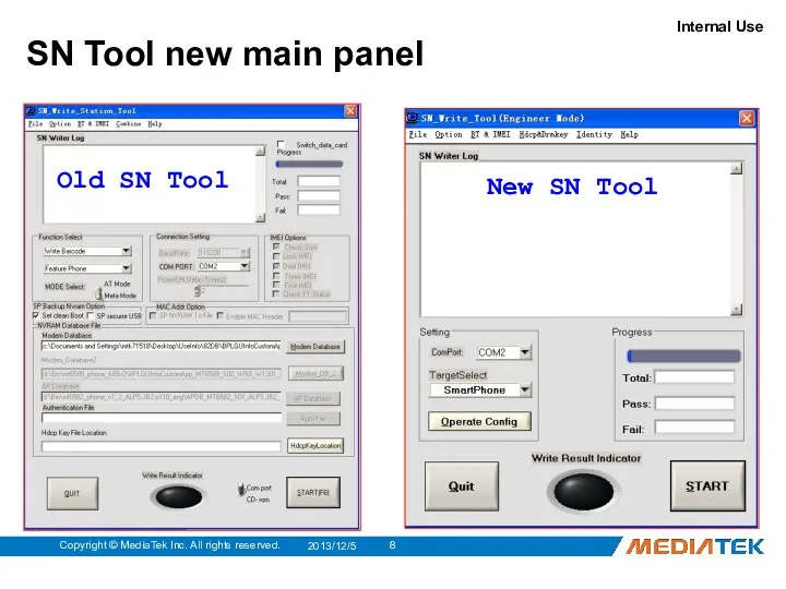 SN Tool new main panel 2013/12/5 Copyright © MediaTek Inc.