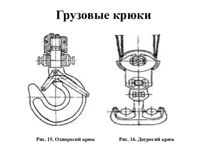 Грузовые крюки Рис. 15. Однорогий крюк Рис. 16. Двурогий крюк