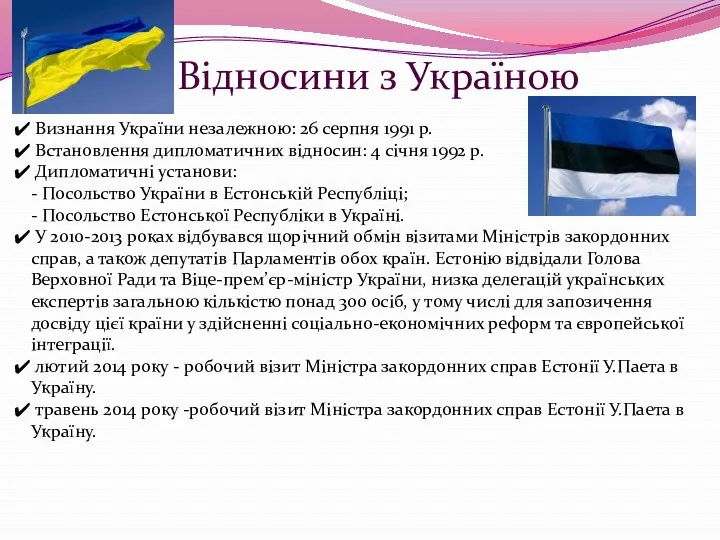 Відносини з Україною Визнання України незалежною: 26 серпня 1991 р.