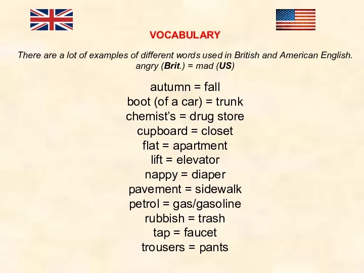 VOCABULARY There are a lot of examples of different words