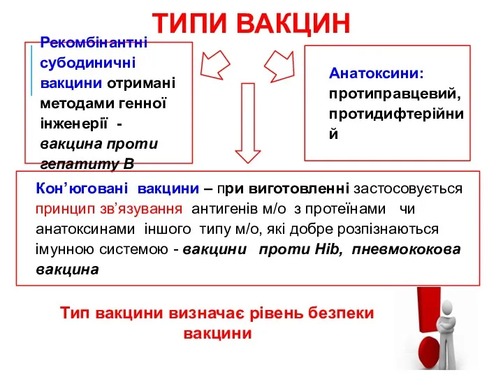 ТИПИ ВАКЦИН Рекомбінантні субодиничні вакцини отримані методами генної інженерії -