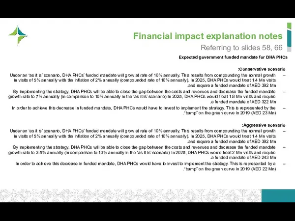 Financial impact explanation notes Expected government funded mandate for DHA