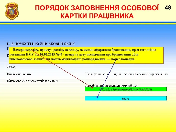 ПОРЯДОК ЗАПОВНЕННЯ ОСОБОВОЇ КАРТКИ ПРАЦІВНИКА