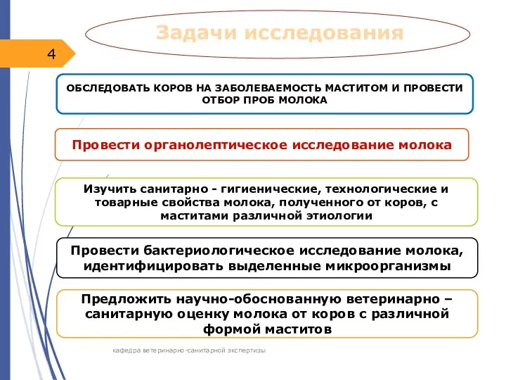 кафедра ветеринарно-санитарной экспертизы ОБСЛЕДОВАТЬ КОРОВ НА ЗАБОЛЕВАЕМОСТЬ МАСТИТОМ И ПРОВЕСТИ