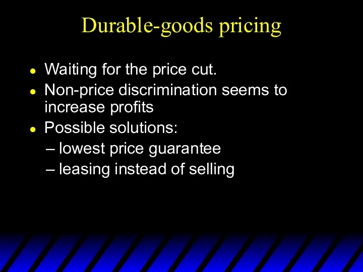 Durable-goods pricing Waiting for the price cut. Non-price discrimination seems to increase profits