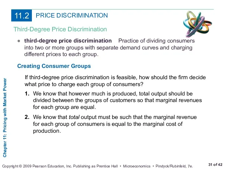 PRICE DISCRIMINATION Third-Degree Price Discrimination ● third-degree price discrimination Practice of dividing consumers