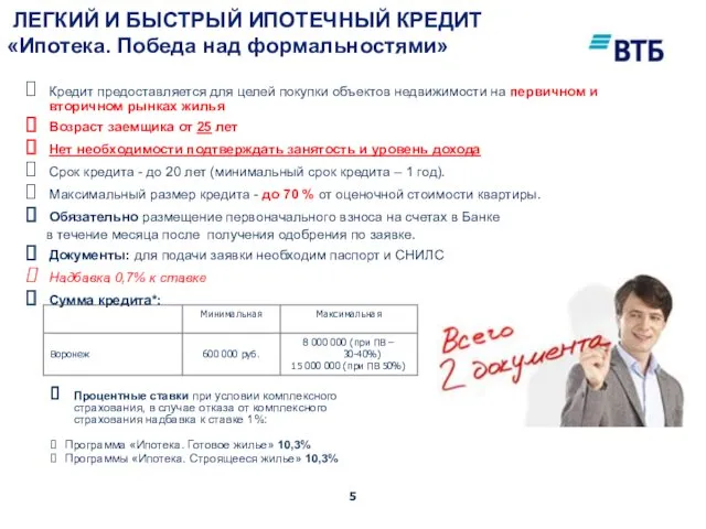 ЛЕГКИЙ И БЫСТРЫЙ ИПОТЕЧНЫЙ КРЕДИТ «Ипотека. Победа над формальностями» Кредит