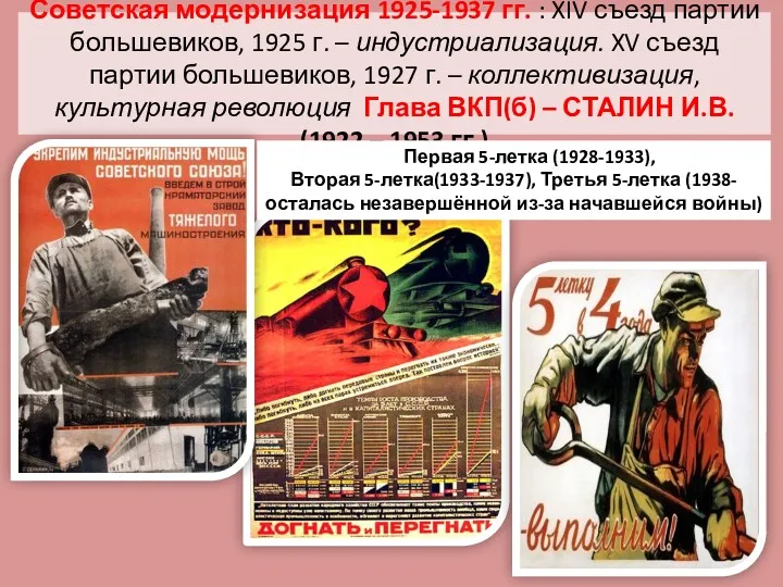 Советская модернизация 1925-1937 гг. : XIV съезд партии большевиков, 1925 г. – индустриализация.