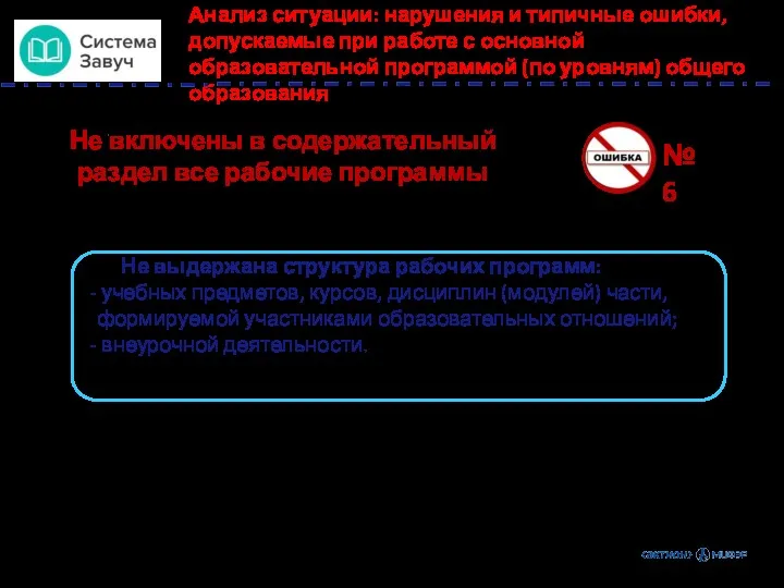 Анализ ситуации: нарушения и типичные ошибки, допускаемые при работе с основной образовательной программой