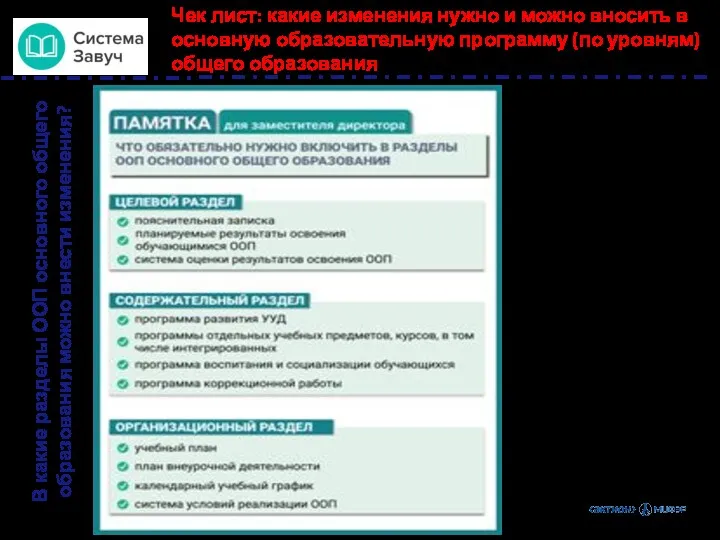 Чек лист: какие изменения нужно и можно вносить в основную образовательную программу (по