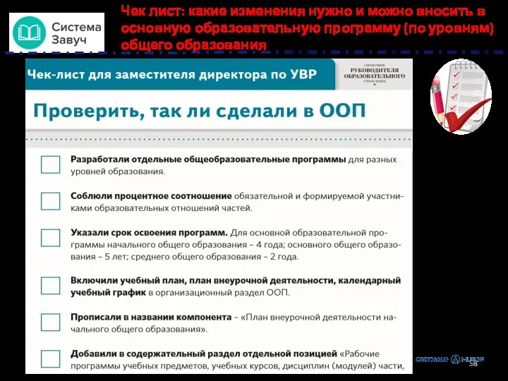 Чек лист: какие изменения нужно и можно вносить в основную образовательную программу (по уровням) общего образования