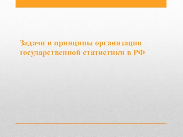 Задачи и принципы организации государственной статистики в РФ