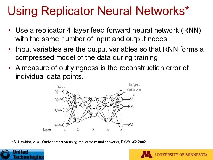 Using Replicator Neural Networks* Use a replicator 4-layer feed-forward neural