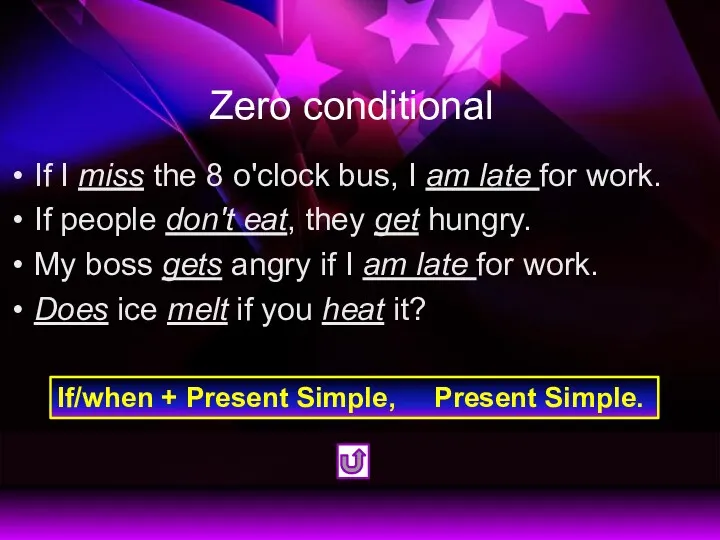 Zero conditional If I miss the 8 o'clock bus, I