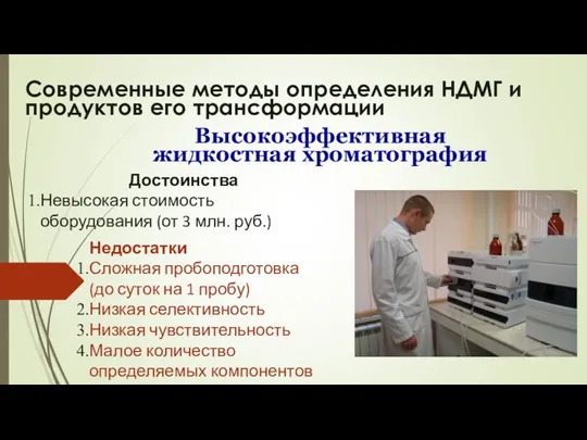 Современные методы определения НДМГ и продуктов его трансформации Высокоэффективная жидкостная