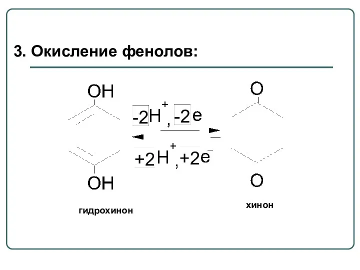 3. Окисление фенолов: гидрохинон хинон